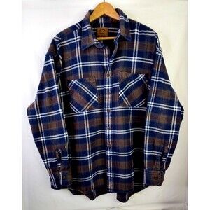 St. John's Bay Heavyweight Flannel Shirt Mens Sz XXL Brown Plaid Pocket Button